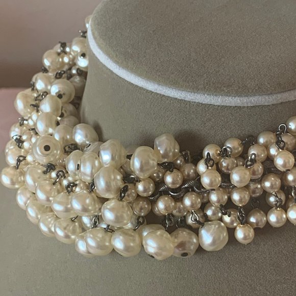 Faith Knight Design House Vintage Faux Pearl Necklace/Choker - 1980s - Picture 7 of 10